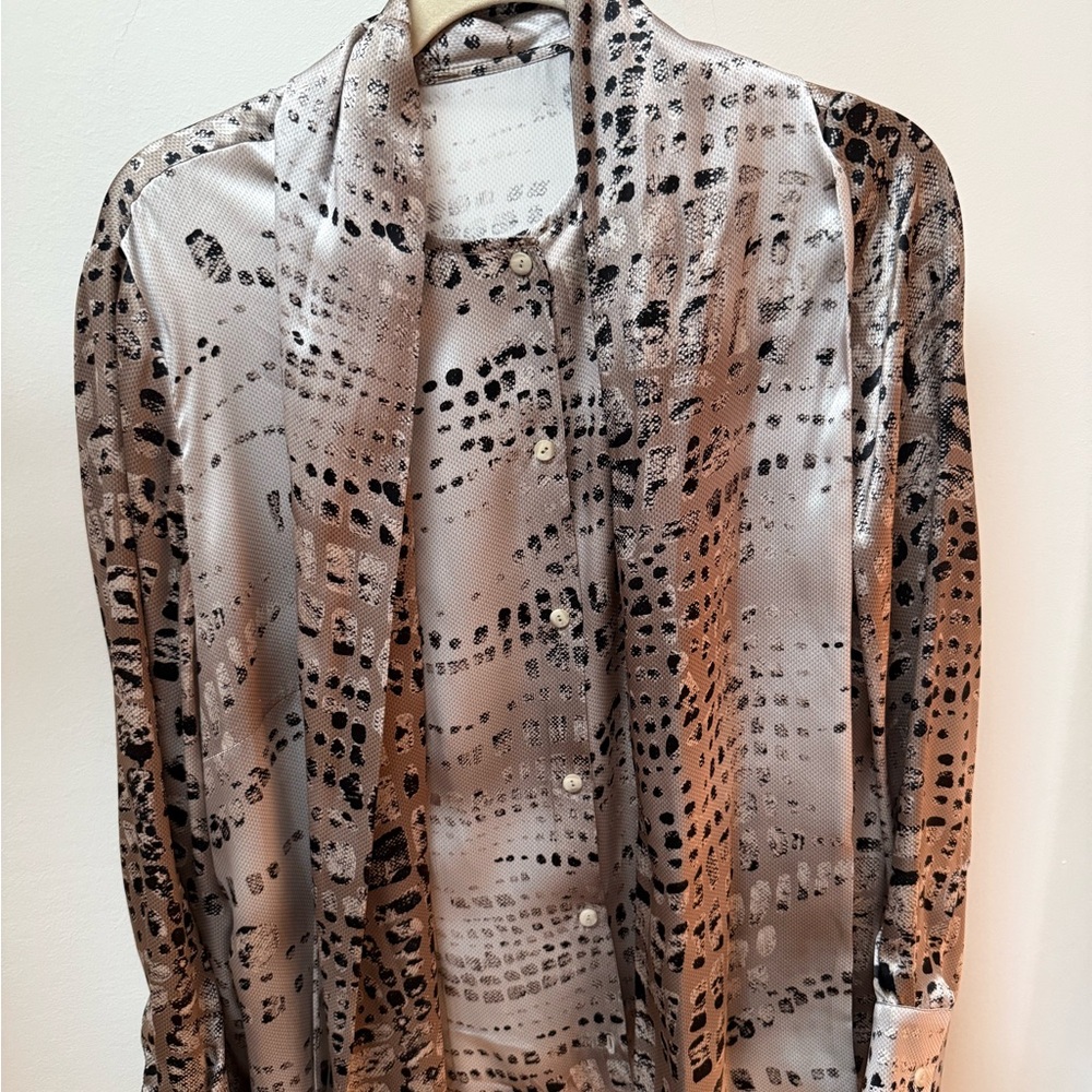 Robert Quaglia Vintage Designer Silk Patterned Blouse